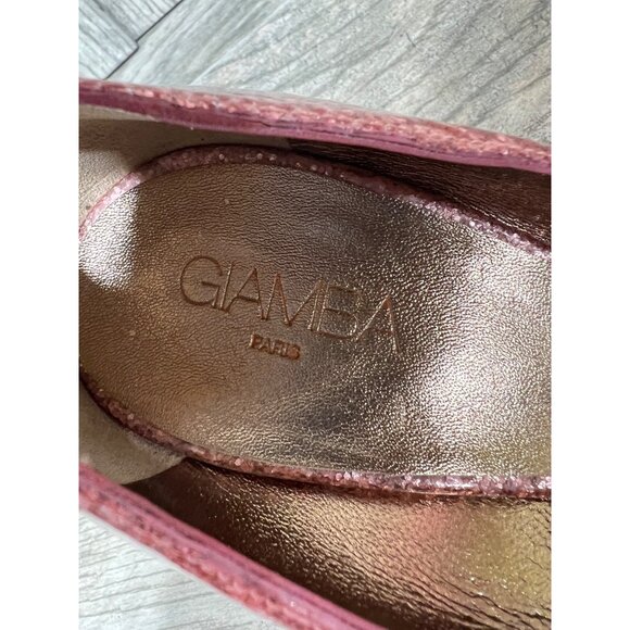 GIAMBA Paris Galactica Patent Rosa High Heels Pink Glitter Pumps 9.5 NWB - Picture 5 of 7